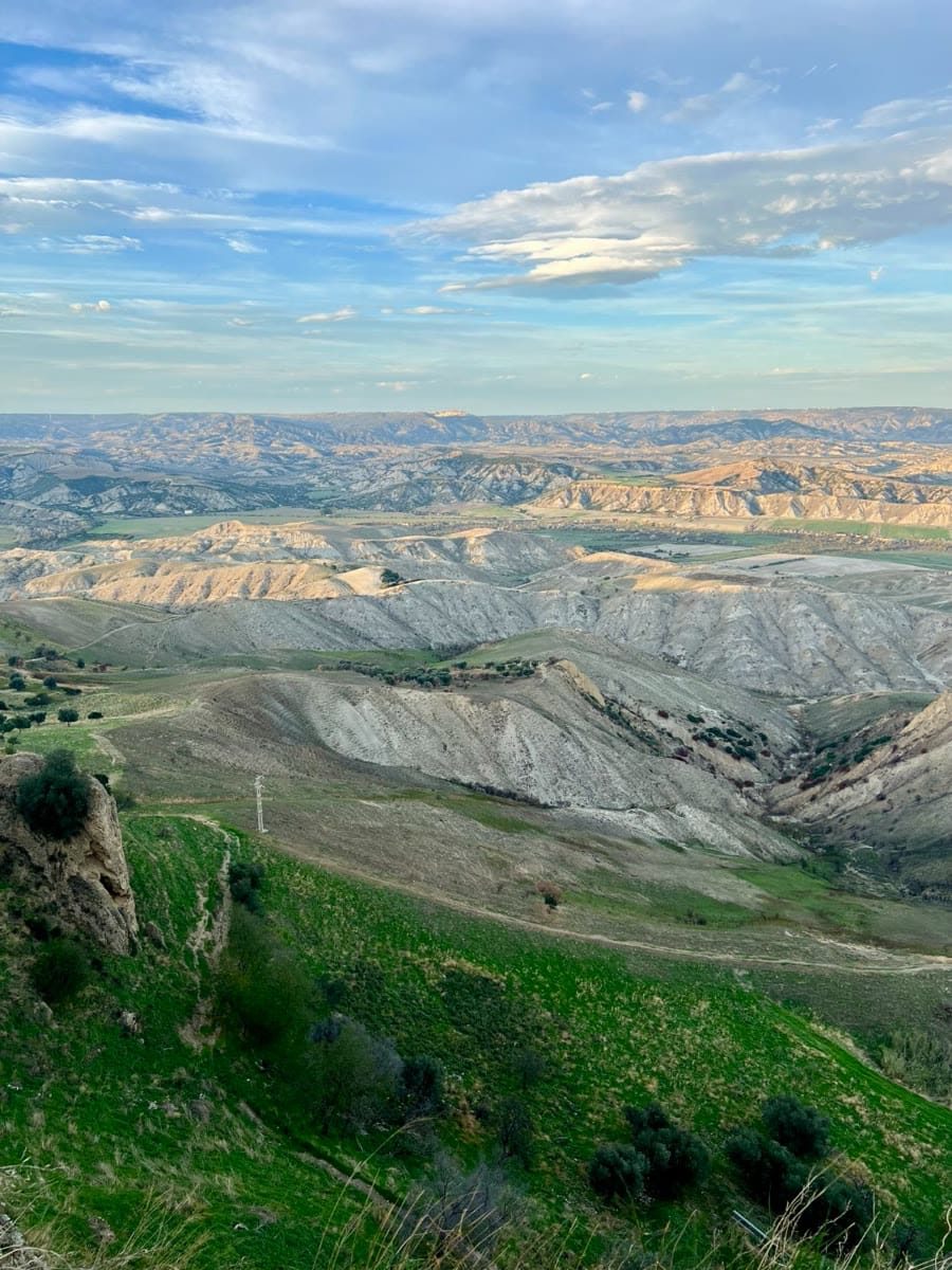 The Calanchi clay hills of Basilicata at dusk